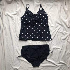 NWOT Land’s End Tankini Black Polka Dot - 8